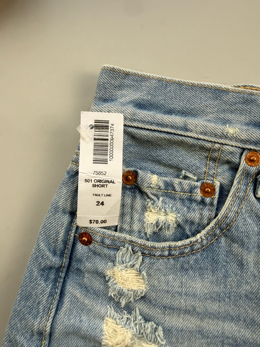 Levi’s 501 Original Cutoff Shorts Aritzia Distressed Denim Coastal Womens 24 - Picture 3 of 9